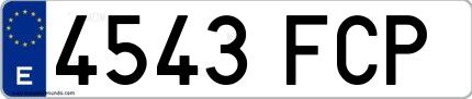 Ejemplo de matrícula española 4543 FCP