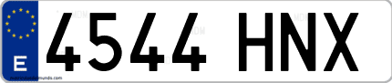 Ejemplo de matrícula de coche ordinaria 4544 HNX