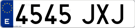 Ejemplo de matrícula de coche ordinaria 4545 JXJ