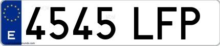 Ejemplo de matrícula española 4545 LFP