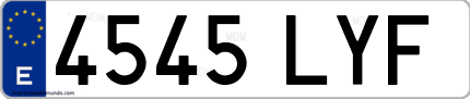 Ejemplo de matrícula de coche ordinaria 4545 LYF