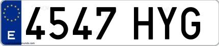 Ejemplo de matrícula de coche ordinaria 4547 HYG