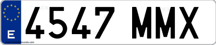 Ejemplo de matrícula de coche ordinaria 4547 MMX