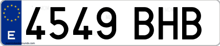 Ejemplo de matrícula de coche ordinaria 4549 BHB