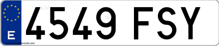 Ejemplo de matrícula de coche ordinaria 4549 FSY