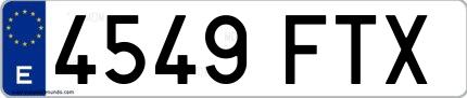 Ejemplo de matrícula española 4549 FTX