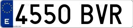 Ejemplo de matrícula española 4550 BVR