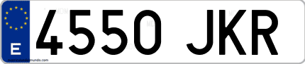 Ejemplo de matrícula de coche ordinaria 4550 JKR