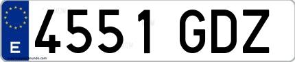 Ejemplo de matrícula española 4551 GDZ