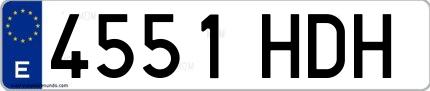 Ejemplo de matrícula española 4551 HDH