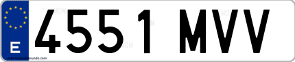 Ejemplo de matrícula de coche ordinaria 4551 MVV