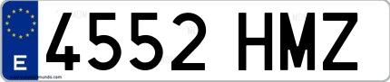Ejemplo de matrícula española 4552 HMZ