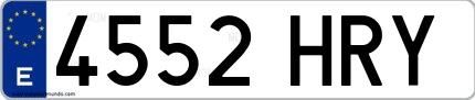 Ejemplo de matrícula española 4552 HRY