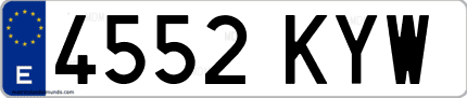 Ejemplo de matrícula de coche ordinaria 4552 KYW