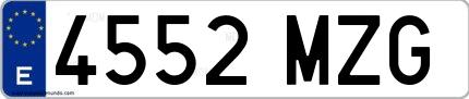 Ejemplo de matrícula española 4552 MZG