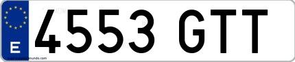Ejemplo de matrícula española 4553 GTT