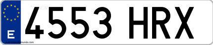 Ejemplo de matrícula de coche ordinaria 4553 HRX