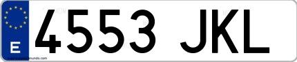 Ejemplo de matrícula española 4553 JKL