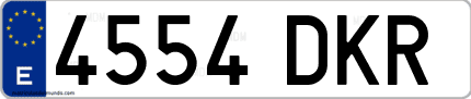 Ejemplo de matrícula de coche ordinaria 4554 DKR
