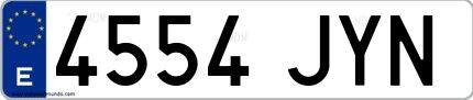 Ejemplo de matrícula española 4554 JYN