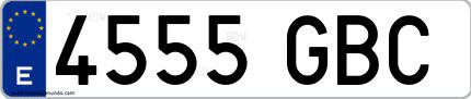 Ejemplo de matrícula española 4555 GBC