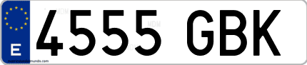 Ejemplo de matrícula de coche ordinaria 4555 GBK