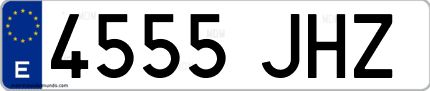 Ejemplo de matrícula de coche ordinaria 4555 JHZ