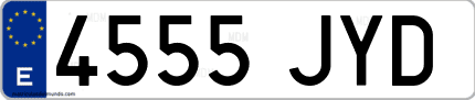 Ejemplo de matrícula de coche ordinaria 4555 JYD