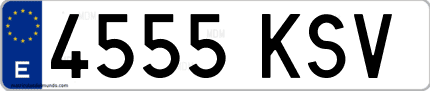 Ejemplo de matrícula de coche ordinaria 4555 KSV