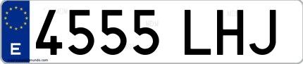 Ejemplo de matrícula española 4555 LHJ