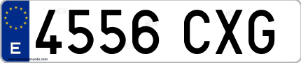 Ejemplo de matrícula de coche ordinaria 4556 CXG