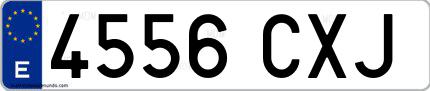 Ejemplo de matrícula española 4556 CXJ