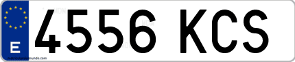 Ejemplo de matrícula de coche ordinaria 4556 KCS
