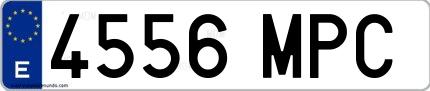 Ejemplo de matrícula española 4556 MPC