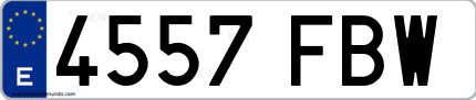 Ejemplo de matrícula de coche ordinaria 4557 FBW