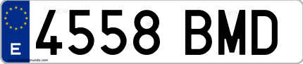 Ejemplo de matrícula de coche ordinaria 4558 BMD