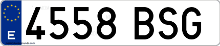 Ejemplo de matrícula de coche ordinaria 4558 BSG