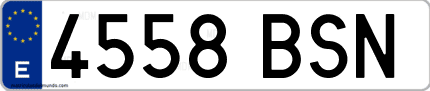 Ejemplo de matrícula de coche ordinaria 4558 BSN