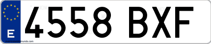 Ejemplo de matrícula de coche ordinaria 4558 BXF