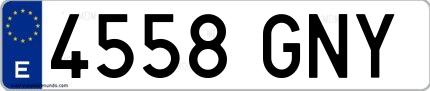Ejemplo de matrícula española 4558 GNY