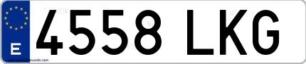 Ejemplo de matrícula española 4558 LKG
