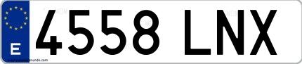 Ejemplo de matrícula de coche ordinaria 4558 LNX