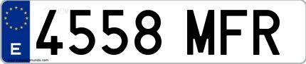 Ejemplo de matrícula española 4558 MFR