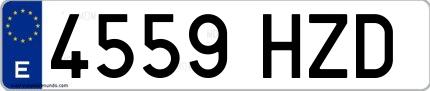 Ejemplo de matrícula española 4559 HZD