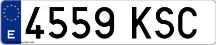 Ejemplo de matrícula de coche ordinaria 4559 KSC