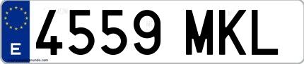 Ejemplo de matrícula española 4559 MKL