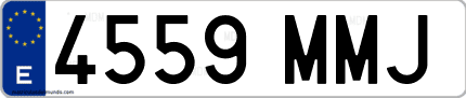 Ejemplo de matrícula de coche ordinaria 4559 MMJ