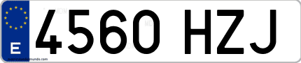 Ejemplo de matrícula de coche ordinaria 4560 HZJ