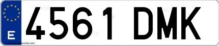 Ejemplo de matrícula española 4561 DMK