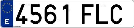 Ejemplo de matrícula de coche ordinaria 4561 FLC